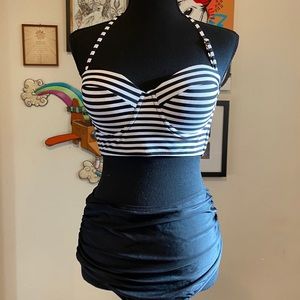 Black and White Two Piece Swimsuit
